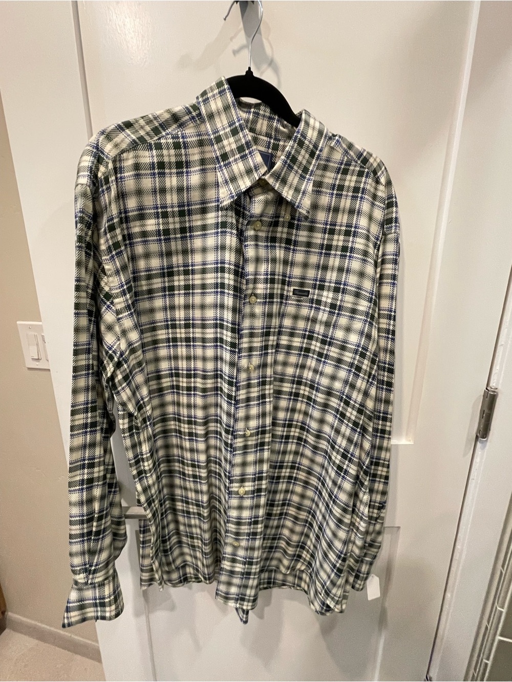 Faconnable Green and Navy Plaid Button-Down Shirt